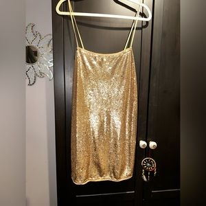 Free people gold sequin shift dress